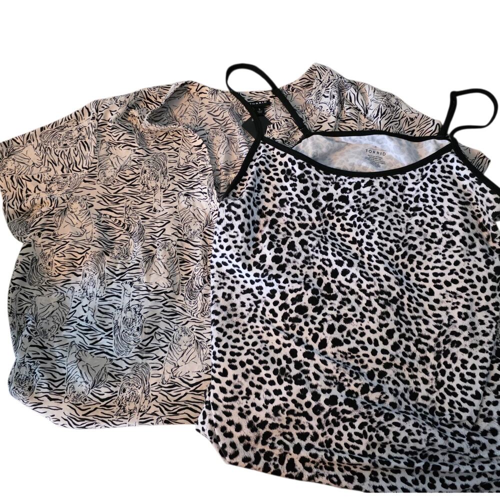 Plus Size Set Of Animal Print Tops, blouse and camisole. Torrid size 3 /22-24.